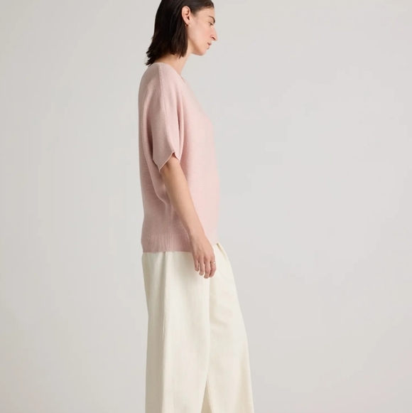🌸 Quince Lightweight Cotton Cashmere Link-Stitch Dolman Sweater Sugar Stone Med - Picture 3 of 13